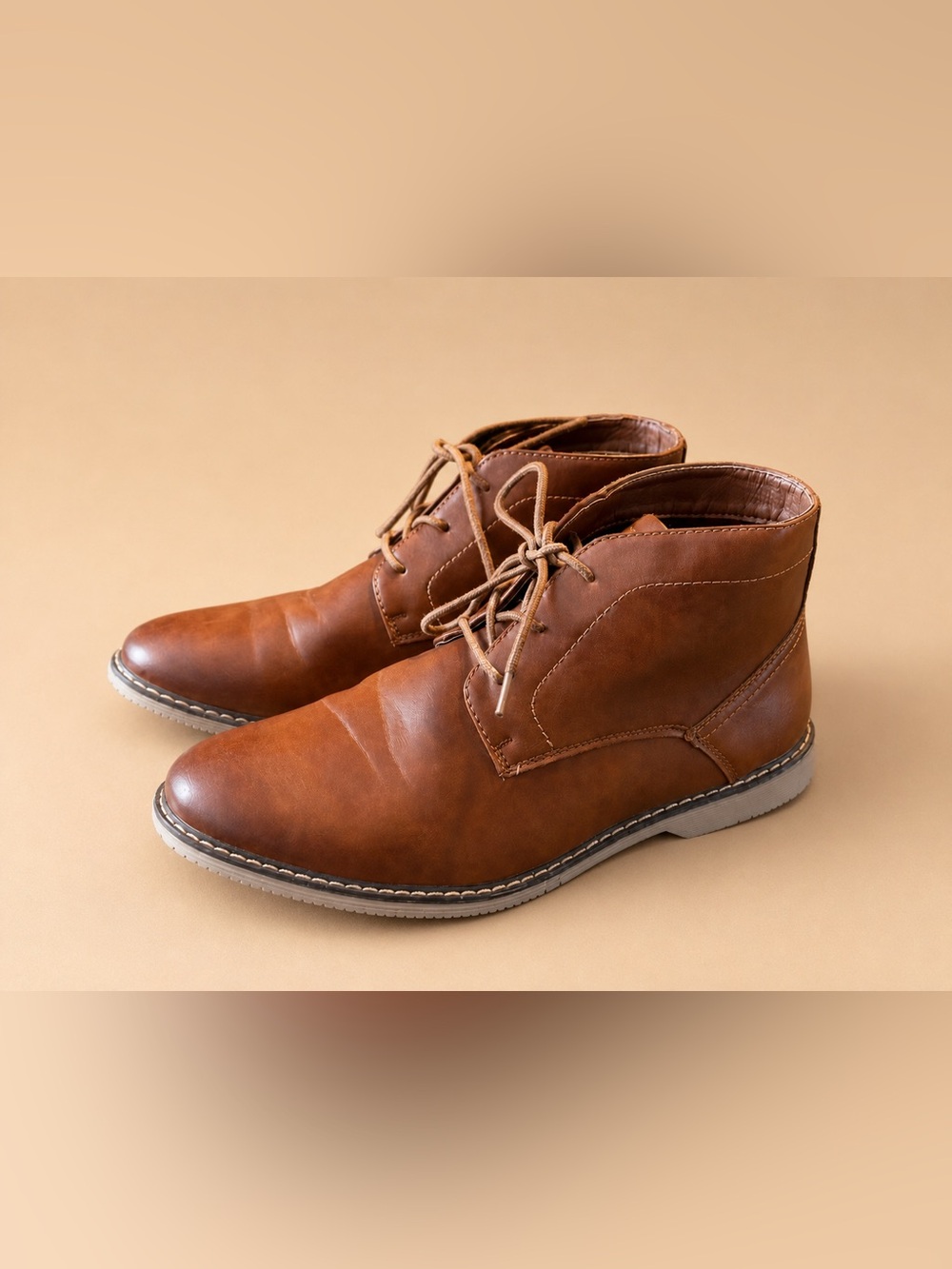 Nine West Men's Neilton Faux-Leather Chukka Boots Brown Size 9